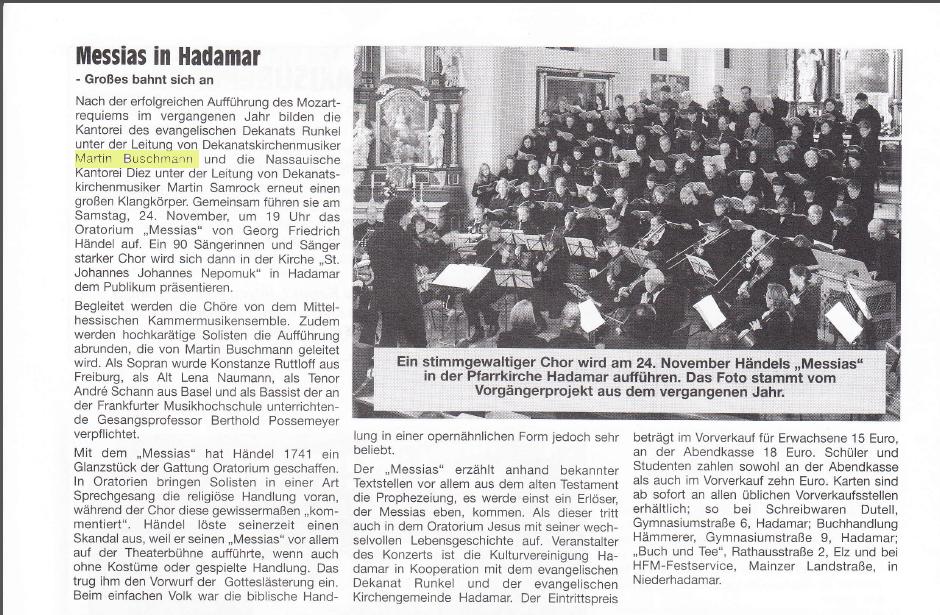 Messias in Hadamar - Heimatpost vom 22. November 2011